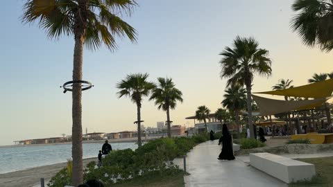 Calm atmosphere and enjoyable relaxation experience, sessions overlooking the sea, events and recreational activities, the sea promenade in Al Khobar on the Eastern Province, Kingdom of Saudi Arabia, tourist restaurants and cafes, a family-friendly coastal beach destination.