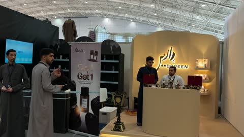 Luxury perfumes at the Blue Oud and International Perfumes Exhibition at the Riyadh International Convention and Exhibition Center on December 25, 2025, featuring international and local brands, a unique shopping experience.