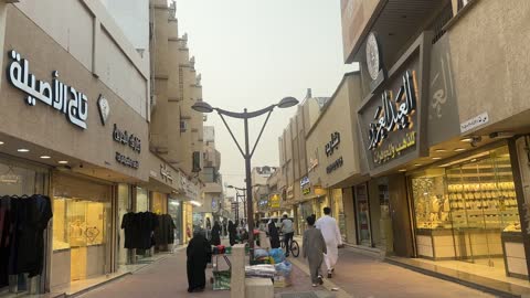 Various food stalls in the Love Market in Dammam, Eastern Province, Saudi Arabia, cultural heritage and traditional trade, shops and local commercial goods.