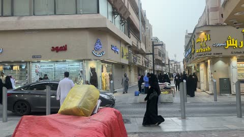 Various food stalls in the Love Market in Dammam, Eastern Province, Saudi Arabia, cultural heritage and traditional trade, shops and local commercial goods.