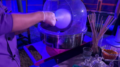 Cotton candy at a food festival in the outdoor gardens of Ithra in Dhahran, Eastern Province, Saudi Arabia, on December 28, 2025. Enjoyable outdoor seating, a global food experience, family-friendly and entertaining atmosphere, international and local restaurants.