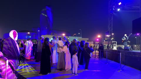A musical performance and Mexican folk dance at a food festival in the Ithra outdoor gardens in Dhahran, Eastern Province, Saudi Arabia, on December 28, 2025. Enjoyable outdoor sessions, a global food experience, international and local restaurants, and a family-friendly and entertaining atmosphere.