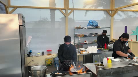 International and local restaurants at a food festival in the Ithra outdoor gardens in Dhahran, Eastern Province, Saudi Arabia, on December 28, 2025. Enjoyable outdoor seating, a global dining experience, and a family-friendly and entertaining atmosphere.