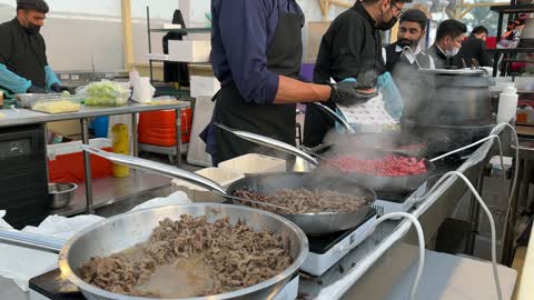 International and local restaurants at a food festival in the Ithra outdoor gardens in Dhahran, Eastern Province, Saudi Arabia, on December 28, 2025, enjoyable outdoor seating, global dining experience, family-friendly and entertaining atmosphere.