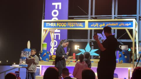 Presenting a global dining experience at a food festival in the outdoor gardens of Ithra in Dhahran, Eastern Province, Saudi Arabia, on December 28, 2025. International and local restaurants, enjoyable outdoor seating, family-friendly and entertaining atmosphere.