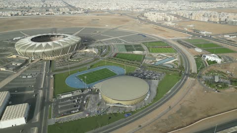 الاهتمام بالرياضة والنشاط الترفيهي المسلي, تصوير درون لملعب الجوهرة في مدينة الملك عبدالله الرياضية في جدة, وجهة رياضية عالمية لاستضافة كأس العالم، الفن الهندسي المعماري على الطراز الحديث