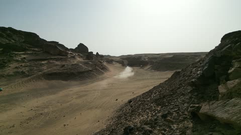 The Saudi Rally is held as part of the World Rally Championship, a competition with diverse terrains in Tabuk, a rally racing event in the Kingdom of Saudi Arabia, a speed race for cars, preparing the venue for enjoyable recreational youth sports, the turns and directions for the competing cars.