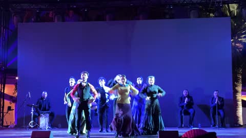 The Sevillana dance at the Spanish neighborhood event at the King Abdulaziz Center for World Culture "Ithra" in Dhahran, Eastern Province, Saudi Arabia, on January 12, 2026, is a comprehensive cultural and entertainment experience inspired by Spanish character, featuring Flamenco dances and interactive activities, with a vibrant festive atmosphere.
