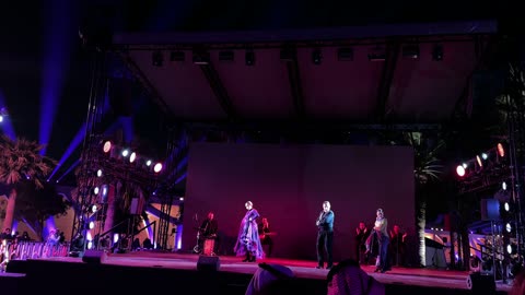 Vibrant festive atmosphere, Spanish folk dance at the Spanish neighborhood event at the King Abdulaziz Center for World Culture "Ithra" in Dhahran, Eastern Province, Kingdom of Saudi Arabia, on January 12, 2026, a comprehensive cultural and entertainment experience inspired by Spanish character, Flamenco dances, and interactive activities.