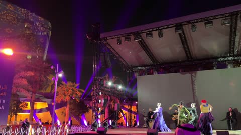 Flamenco dances and interactive activities at the Spanish neighborhood event at the King Abdulaziz Center for World Culture "Ithra" in Dhahran, Eastern Province, Saudi Arabia, on January 13, 2026, a vibrant festive atmosphere, a comprehensive cultural and entertainment experience inspired by the Spanish character.