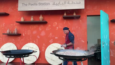 Spanish food restaurants and cafes, the Spanish neighborhood event at the King Abdulaziz Center for World Culture "Ithra" in Dhahran, Eastern Province, Saudi Arabia, on January 13, 2026, a vibrant festive atmosphere, a complete cultural and entertainment experience inspired by Spanish character, flamenco dances, and interactive activities.