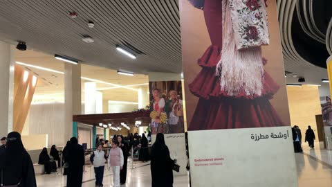 Spanish culture at the Spanish neighborhood event at the King Abdulaziz Center for World Culture "Ithra" in Dhahran, Eastern Province, Saudi Arabia, on January 13, 2026, vibrant festive atmosphere, Spanish cuisine restaurants and cafes, cultural and entertainment experience, flamenco dances, and interactive activities.