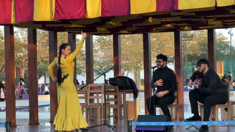 Artistic theatrical performances at the Spanish neighborhood event at the King Abdulaziz Center for World Culture "Ithra" in Dhahran, Eastern Province, Saudi Arabia, on January 13, 2026. A vibrant festive atmosphere, Spanish cuisine restaurants and cafes, a cultural and entertainment experience, flamenco dances, and interactive activities.
