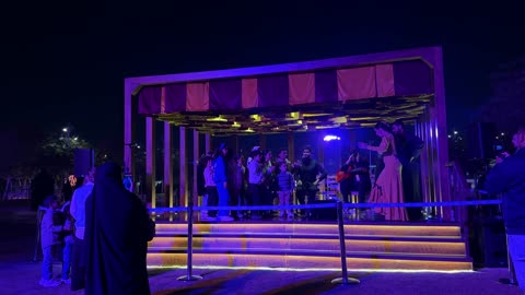 Artistic theatrical performances at the Spanish neighborhood event at the King Abdulaziz Center for World Culture "Ithra" in Dhahran, Eastern Province, Saudi Arabia, on January 13, 2026. A vibrant festive atmosphere, Spanish cuisine restaurants and cafes, a cultural and entertainment experience, flamenco dances, and interactive activities.