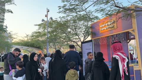 Recreational activities for families and children at the Spanish neighborhood event at the King Abdulaziz Center for World Culture "Ithra" in Dhahran, Eastern Province, Saudi Arabia, on January 13, 2026, with a vibrant festive atmosphere, Spanish food restaurants and cafes, flamenco dances, and interactive events.