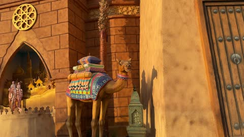 تمثال لجمل عربي مزين بسرج في بيئة ذات صحراوي، المدينة العالمية في المنطقة الشرقية مرحلتها الأولى في 29 ديسمبر 2025 في المملكة العربية السعودية،  16 دولة تعرض ثقافاتها ومنتجاتها ضمن الفعالية، مسرح للفعاليات الكبرى، رافداً للتنمية الاقتصادية والفرص الوظيفية