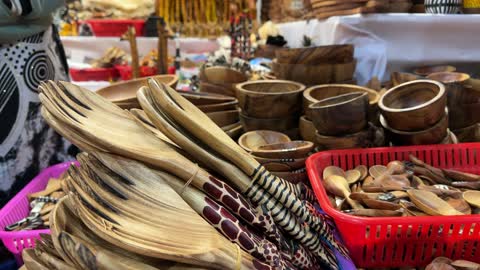 Wooden utensils and equipment for use, 16 countries showcase their cultures and products as part of the event, the Global City in the Eastern Region is in its first phase on December 29, 2025, in the Kingdom of Saudi Arabia, a venue for major events, a contributor to economic development and job opportunities.
