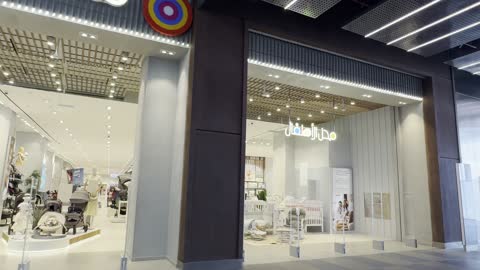 Diverse shops and brands in the Yu Walk area in Jeddah, Saudi Arabia, on February 15, 2024, international and local restaurants and cafes, seasonal events and entertainment activities, a complete urban destination for walking, entertainment, and shopping, with a vibrant family and youth atmosphere.