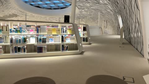 The architectural engineering art of the Ithra Library in Dhahran city in the Eastern Province of the Kingdom of Saudi Arabia, the King Abdulaziz Center for World Culture, a beacon of culture and thought, famous cultural landmarks, exhibitions and libraries, tourism in Saudi Arabia.