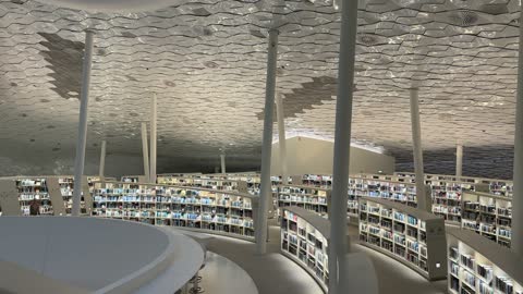 The architectural engineering art of the Ithra Library in Dhahran city in the Eastern Province of the Kingdom of Saudi Arabia, the King Abdulaziz Center for World Culture, a beacon of culture and thought, famous cultural landmarks, exhibitions and libraries, tourism in Saudi Arabia.