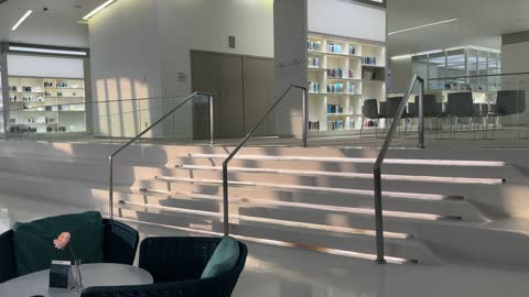 Seating and places to sit in the Ithra Library in Dhahran City in the Eastern Province of the Kingdom of Saudi Arabia, King Abdulaziz Center for World Culture, a beacon of culture and thought, exhibitions and libraries, architectural engineering art, a famous cultural landmark, tourism in Saudi Arabia.