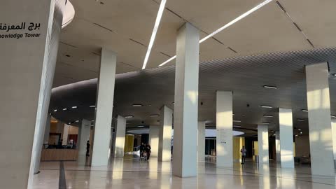 An advanced architectural design at the Ithra Library in Dhahran City, Eastern Province, Saudi Arabia, the King Abdulaziz Center for World Culture, a beacon of culture and thought, exhibitions and libraries, a famous cultural landmark, tourism in Saudi Arabia.