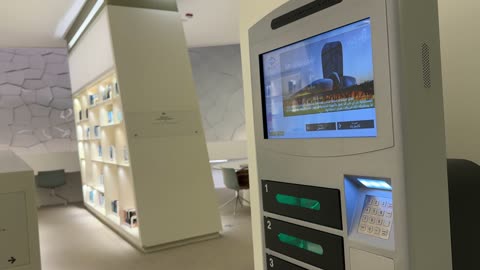 جهاز تقني حديث للخدمة الذاتية فى مكتبة اثراء في مدينة الظهران بالمنطقة الشرقية في المملكة العربية السعودية، مركز الملك عبدالعزيز الثقافي العالمي،  منارة للثقافة والفكر،  معارض ومكتبات،  الفن الهندسي المعماري ، معلم ثقافي مشهور، السياحة في السعودية