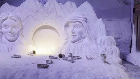 ديكور ثلجي ومشهد جبلي في تجربة كورشيفل فى منطقة بوليفارد وورلد بالرياض، المملكة العربية السعودية يوم 25 من نوفمبر 2025، فعالية ترفيهية شتوية مستوحاة من أجواء منتجعات التزلج الأوروبية،  مطاعم ومقاهي بطابع شتوي، أنشطة تفاعلية ممتعه، أجواء فاخرة تجمع الترفيه والاستجمام.