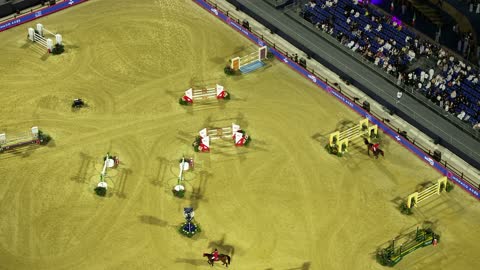World Cup qualifying rounds, the presence of colorful jumping obstacles and a display screen, strong competition among the elite global riders, stands for the audience and tent structures, the Longines Global Champions Tour took place in Riyadh, Saudi Arabia, the final and concluding round of the season.
