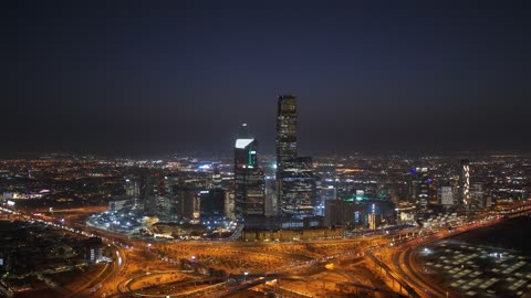 King Abdullah Financial District (KAFD), the architectural engineering art of towers and skyscrapers, financial towers and economic facilities in the city of Riyadh, the growth and urban development of the famous landmarks of Riyadh.