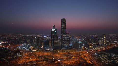 King Abdullah Financial District (KAFD), the architectural engineering art of towers and skyscrapers, financial towers and economic facilities in the city of Riyadh, the growth and urban development of the famous landmarks of Riyadh.