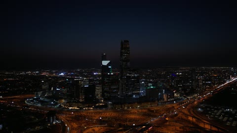 King Abdullah Financial District (KAFD), the architectural engineering art of towers and skyscrapers, financial towers and economic facilities in the city of Riyadh, the growth and urban development of the famous landmarks of Riyadh.