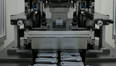 الة متطورة على الطراز الحديث، ماكينة تجميع آلية تعمل داخل منشأة صناعية