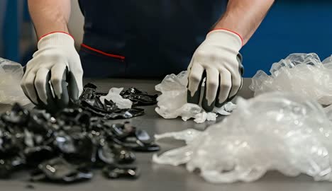 Sorting recycled plastic materials in industrial facility