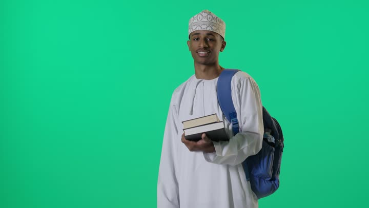 Omani Student Green Screen Thumbs Up Action