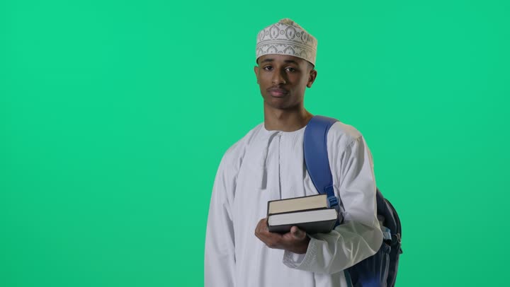 Omani Student Thumbs Down Green Screen Video