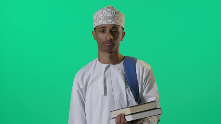 Omani Student Green Screen Stop Gesture Video
