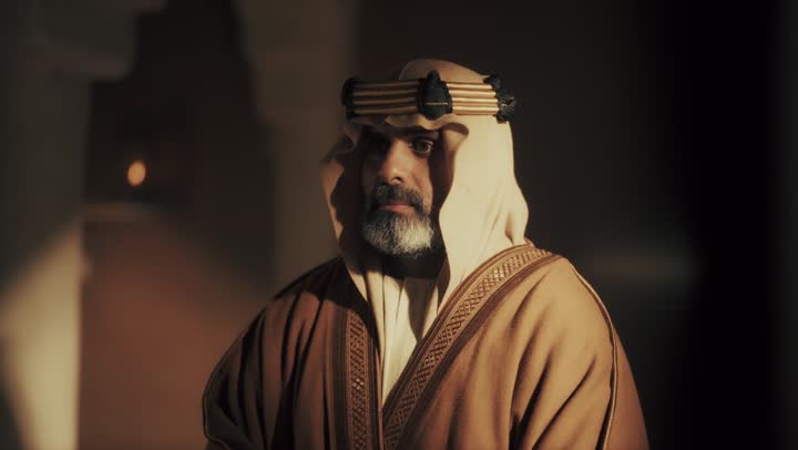 رجل  كبير السن عربي سعودي خليجي يرتدي البشت وعقال يوم التأسيس يستلم لفافه ورقيه قديمه, ذكرى تأسيس الدوله السعوديه الاولى على يد  الامام محمد بن سعود, يوم بدينا 22 فبراير 1727م, الفخر بإنجازات الوطن, تحقيق الهويه الوطنيه