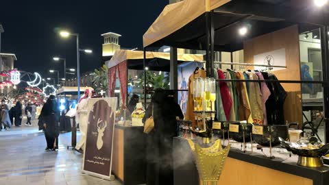 Saudi Arabia Night Market Ramadan Street Footage