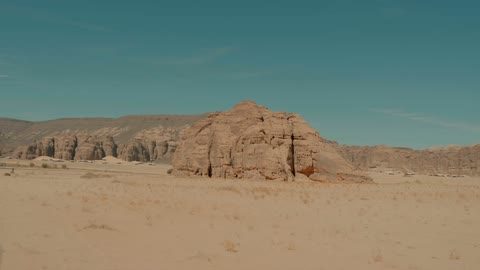Desert Rock Formations Saudi Arabia Panning Shot Footage