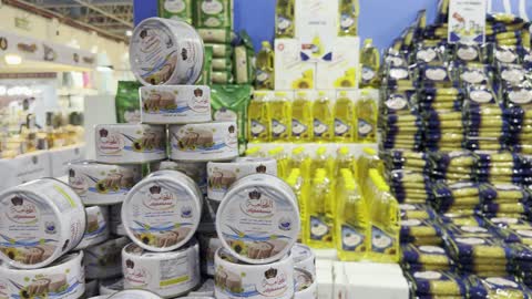 Supermarket Food Product Display Shelves Video