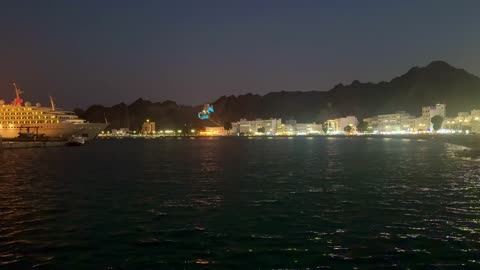 Muttrah Corniche Muscat Oman Night Cruise Ship
