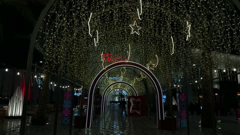 Light Tunnel Westfield Mall Dammam Night Walkway Footage
