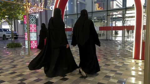 Saudi Women Walking at Westfield Dammam Night Video