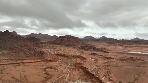 Saudi Arabian Rocky Mountains Desert Aerial Drone Footage