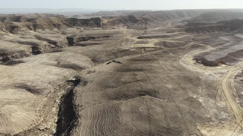 High Voltage Power Lines in Desert Aerial Drone Footage