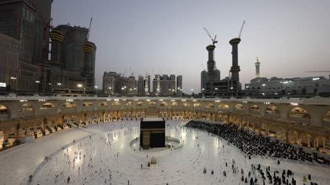Kaaba Mecca Al-Masjid al-Haram Pilgrims Tawaf Wide Angle