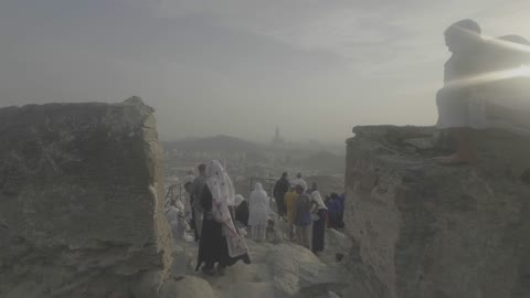Muslim Pilgrims on Mount Arafat Makkah Hajj Footage