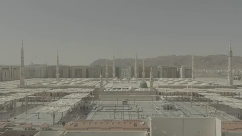 Prophet's Mosque Medina Saudi Arabia Static Wide Shot