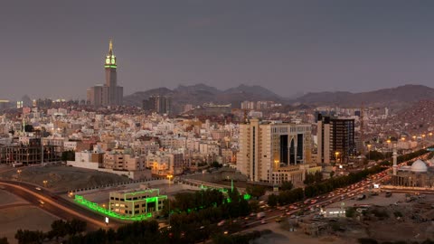 Mecca Skyline Clock Tower City Timelapse